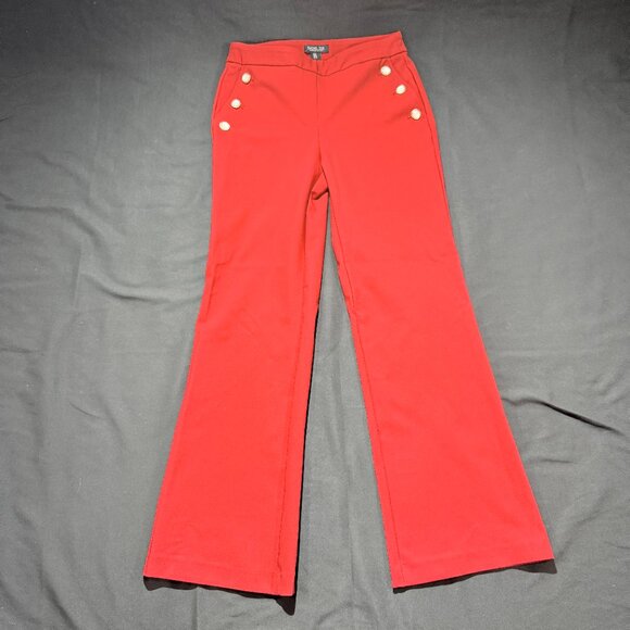RACHEL ZOE Women's Dress Pants Size 6 Red Wide Leg Flair STRETCH - Picture 2 of 9